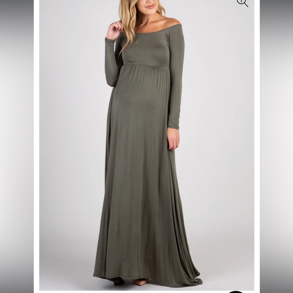 Pink blush Olive Maxi Off the Shoulder Maternity Dress